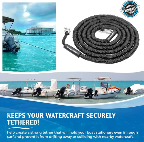 Miniatura 3 de AnchorMate - Cuerda elástica de anclaje que se estira para absorber las olas y las ráfagas de viento y evita que el ancla se desaloje Ata, amarre