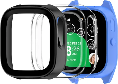 Miniatura 14 de Paquete de 2 fundas protectoras para Verizon Gizmo Watch 3, protector de pantalla de policarbonato duro, protector de pantalla de vidrio templado