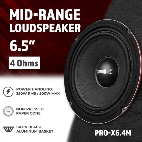 Miniatura 2 de DS18 PRO-X6M - Altavoz de 6.5 pulgadas, rango medio, bala de aluminio roja, 500 W máximo, 250 W RMS, 4 ohmios, altavoces de puerta de audio de alta