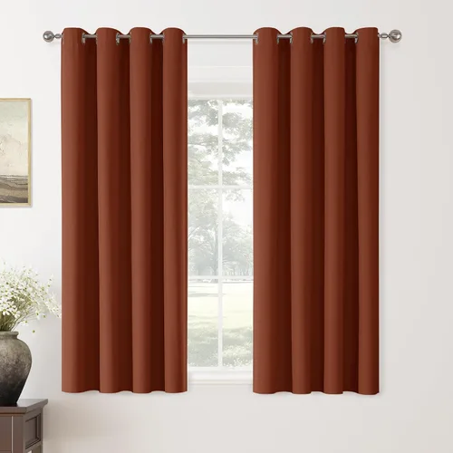 Miniatura 139 de ChrisDowa Cortinas 100% Opacas de Abedul Sólido de 45 Pulgadas de Largo, 2 Paneles para Dormitorio y Sala de Estar, Estilo Granja Oscurecedoras