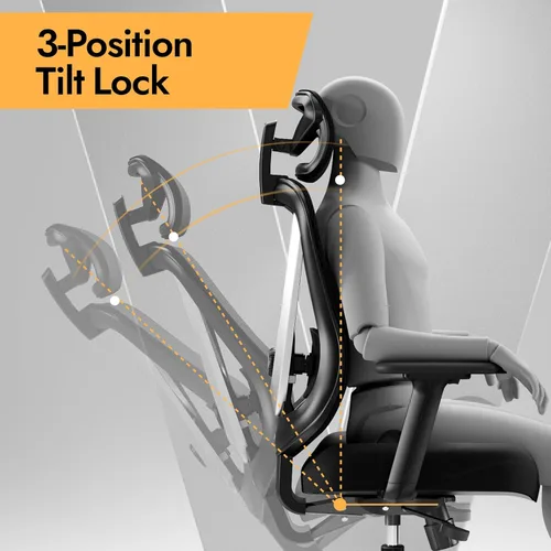 Miniatura 5 de HOLLUDLE Silla de oficina ergonómica de malla, soporte lumbar ajustable 3D y reposabrazos 3D, respaldo en forma de V, silla de escritorio ajustable