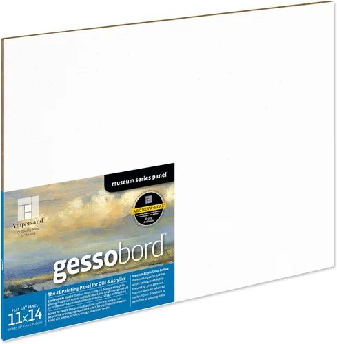 Ampersand Art Supply Panel de pintura de madera de Gesso: Serie Museo Gessobord, 11 "x 14", perfil plano de 1/8"