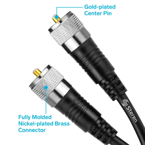 Miniatura 2 de STEREN Cable coaxial RG8X de 12 pies, cable coaxial CB con conectores UHF PL259, macho a macho de baja pérdida de 50 ohmios para radio HAM, LMR400