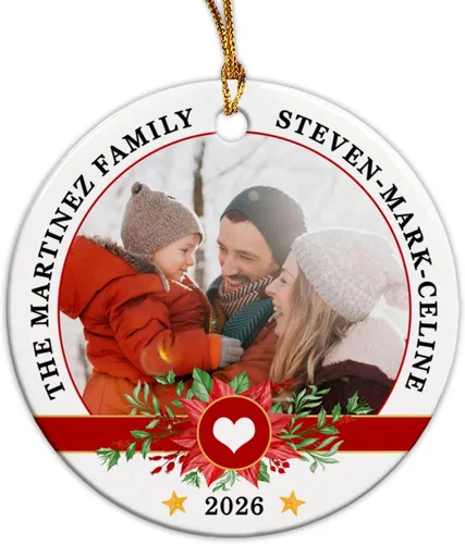 Miniatura 23 de Adorno de Navidad con foto personalizada 2025 para la familia, aniversario como el señor y la señora abuelos, carga cualquier imagen, cualquier foto