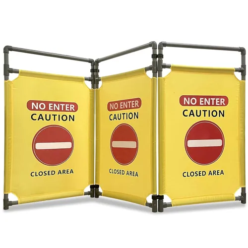 Miniatura 13 de No Entrar - Señales Verdes de Precaución - Señal de 3 Paneles Barreras de Seguridad 97.52 cm Plegable Barrera de Seguridad de PVC de Alta