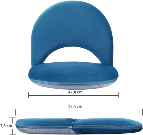 Miniatura 3 de Nnewvante Silla de Piso con Respaldo Ajustable Silla Plegable de Meditación Tela Similar a Gamuza Reclinable Acolchado Multiángulo para Adultos Azul