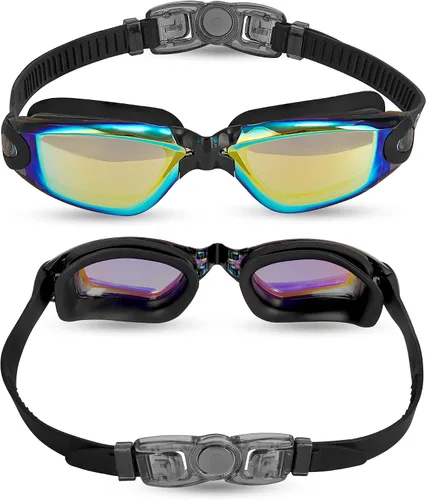 Miniatura 2 de Paquete de 2 gafas de natación para niños, gafas de natación para niños pequeños y jóvenes de 3-8/6-14, gafas de piscina antivaho para niños y niñas
