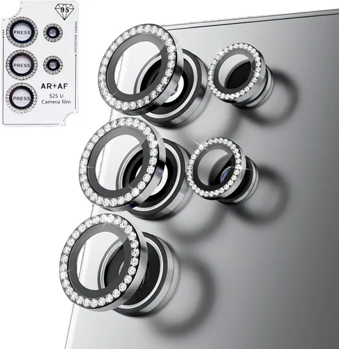 Miniatura 33 de Bling - Protector de lente de cámara para Samsung Galaxy S22 Ultra solamente, cubierta de anillo de lente de ajuste completo con película de Negro
