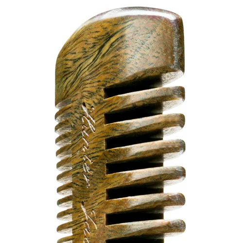 Miniatura 7 de Peine de madera de sándalo para barba para hombres, peine de madera natural con dientes dobles finos y gruesos, peine para bigote antiestático, sin