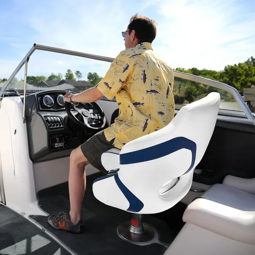 Miniatura 8 de PEXMOR Asiento de barco premium deportivo abatible Asiento de cubo para capitán con funda para asiento de barco, Silla de capitán para barco