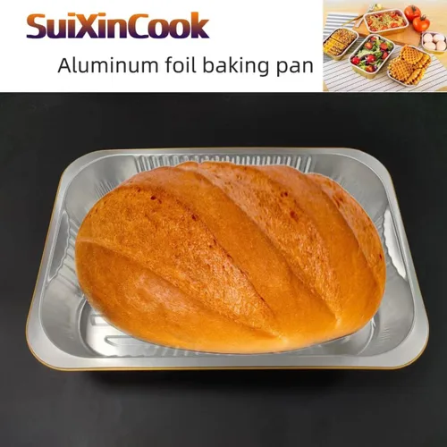 Miniatura 3 de Sartenes de papel de aluminio de SuiXinCook con tapas, 10 unidades, resistentes, 2 libras, sartén pequeña de papel de aluminio de 8.5"×6