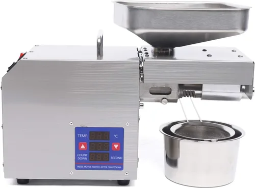 Máquina de prensa de aceite automática comercial, fabricante de aceite de semilla de acero inoxidable de prensa en frío de 600 W, temperatura