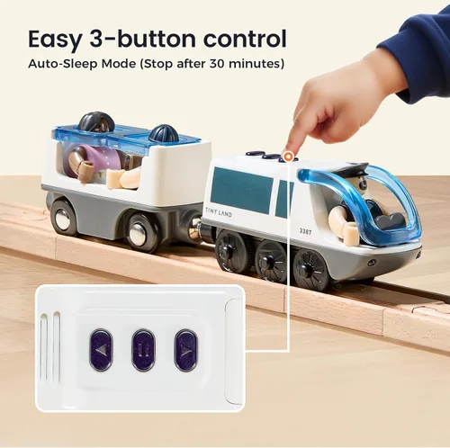 Miniatura 6 de Tiny Land Tren Locomotora de Acción a Batería - Potente Motor Juego de Tren Bala Compatible con Rieles de Principales Marcas - Juguetes de Rieles a