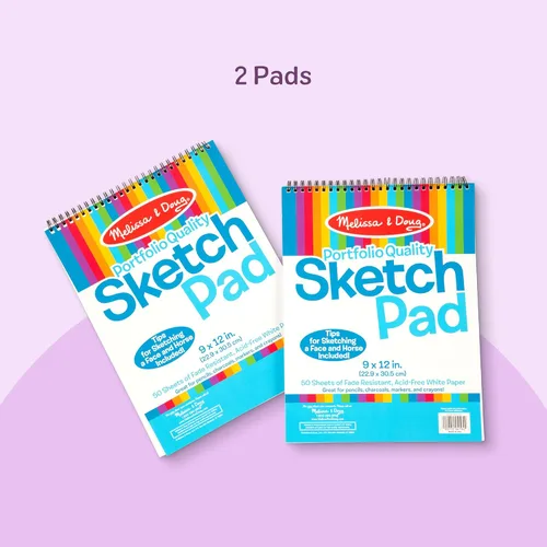 Miniatura 7 de Melissa & Doug Papel de dibujo, bloc de bocetos, paquete de 2 unidades para colorear, escribir o pintar (9 x 12 pulgadas), 50 hojas cada uno, bloc