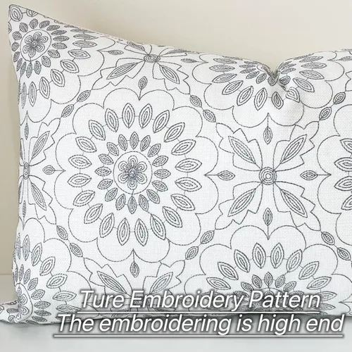 Miniatura 2 de Slow Cow - Funda de almohada lumbar decorativa de lino con bordado, funda de cojín rectangular, funda de cojín de 12 x 20 pulgadas, gris oscuro