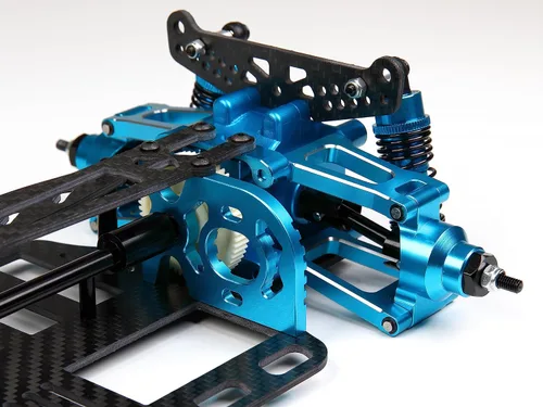 Miniatura 4 de TT-01 CNC Aluminio Fibra de Carbono Marco Chasis Actualización Componentes para 1/10 RC Car TT01 (azul)