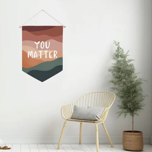 Miniatura 2 de Bandera Colgante de Pared "You Matter", Arte de Afirmaciones, Arte de Salud Mental, Decoración de Habitación de Consejero Escolar, Herramienta