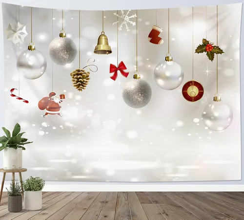 Miniatura 13 de LB Tapiz navideño de muñeco de nieve, bosque de pinos de invierno con ciervos cardenales, tapiz de pared para dormitorio, tapiz colgante de pared