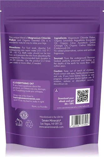 Miniatura 3 de Seven Minerals Copos de magnesio relajantes y crema natural para piernas