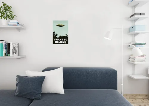 Miniatura 4 de Póster fotográfico con texto en inglés "I Want to Believe" (Quiero creer en el programa de televisión OVNI Flying On Earth), de ciencia ficción