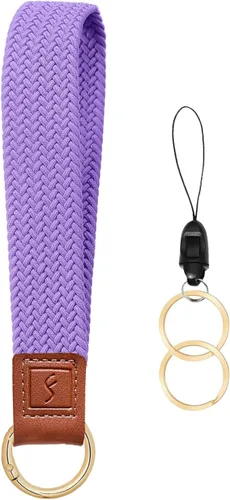 Miniatura 26 de Fishent Llavero elástico, bonito llavero de pulsera, cordón de muñeca tejido mejorado para llaves, llaveros para mujeres y hombres, llaves
