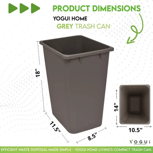 Miniatura 3 de Cubo de basura de plástico – 35 cuartos (9 galones) – Cubo de basura interior para cocina, hogar, oficina y uso comercial – Cubo grande de Gris