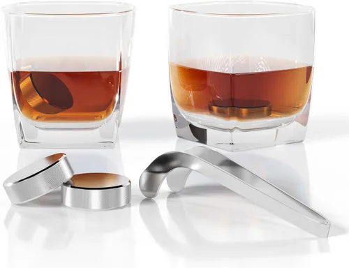 Miniatura 2 de Juego de piedras de whisky 7 piezas 4 piedras de whisky con forma de disco de hockey y gel refrigerante interior Pinzas en forma de palo