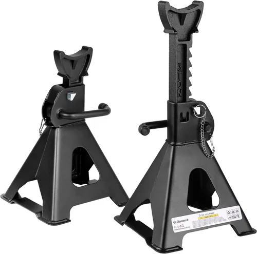 Miniatura 12 de Jack Stands 3 toneladas (6,500 lb) de acero de capacidad, 1 par de soportes de elevación rojos ajustables