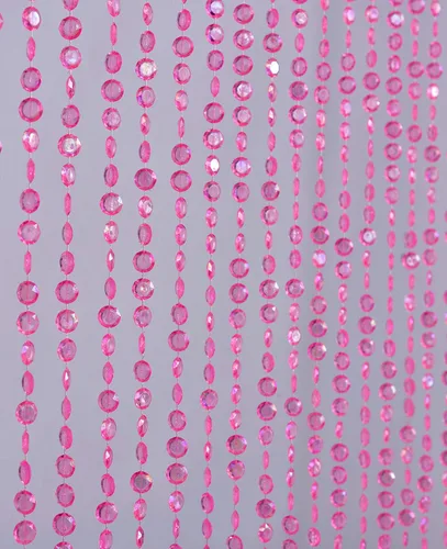 Cortina de 34 hebras de cuentas de cristal iridiscente rosa para puerta, divisor de habitación, fiesta, boda, decoración de dormitorio de niños y