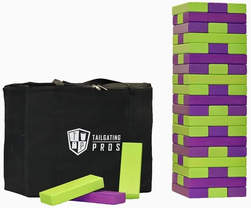 Miniatura 20 de Tailgating Pros Maderas Gigantes Premium que se Derrumban con Estuche de Transporte – ¡Elige los Colores de tu Equipo! Juego Gigante para Patio al