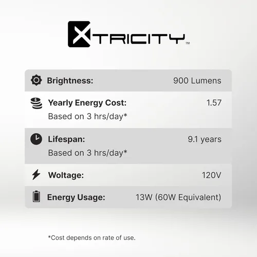 Miniatura 6 de Xtricity - Foco fluorescente compacto, forma T2 en espiral, bombilla CFL ahorradora de energía, 13W (equivalente a 60W) 120V, 900 lúmenes, 2700 K