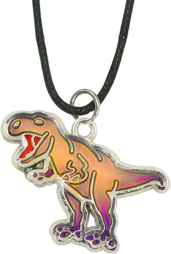 FUN JEWELS Collar hecho a mano con colgante de dinosaurio T-Rex con cambio de color para niños y niñas, regalos de joyería de animales, Alloy de zinc