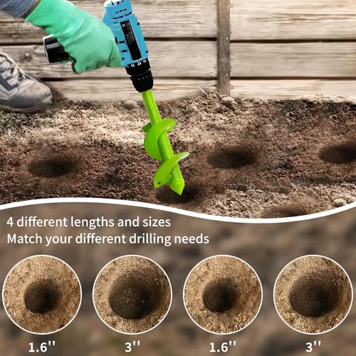 Miniatura 3 de TCBWFY Paquete de 4 brocas de taladro en espiral para jardín – Acero resistente de alta durabilidad, resistente a la corrosión – Perfecto