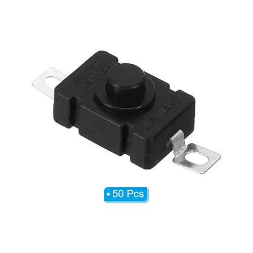 Miniatura 3 de PATIKIL Interruptor de botón de cierre, 50 piezas KAN-28 pin plano con agujero de encendido/apagado automático AC 250V 1.5A Micro interruptor
