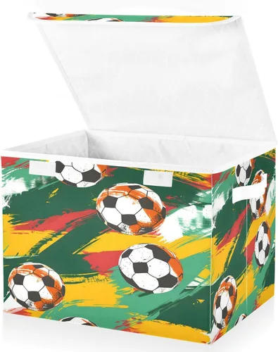 Miniatura 19 de senya Contenedores de almacenamiento grandes con cubos de almacenamiento plegables de lino, caja organizadora de armario de tela, con tapa abatible