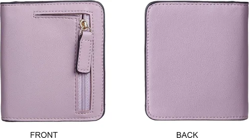 Miniatura 5 de Gostwo - Cartera compacta de piel genuina de lujo para mujer con bloqueo de RFID y ventana de identificación