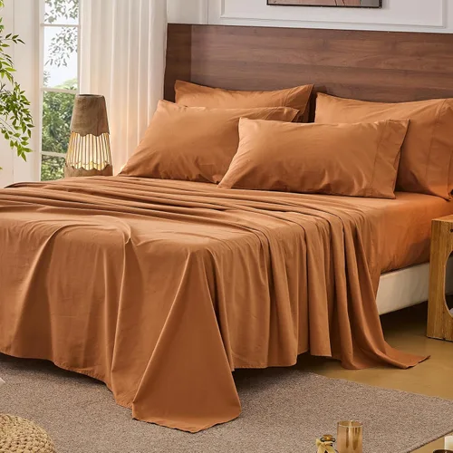 Miniatura 44 de Bedlifes Juego de sábanas de 100 % lino francés tamaño Queen, estampado floral, patrón botánico transpirable, bolsillo profundo de 16 pulgadas, 4