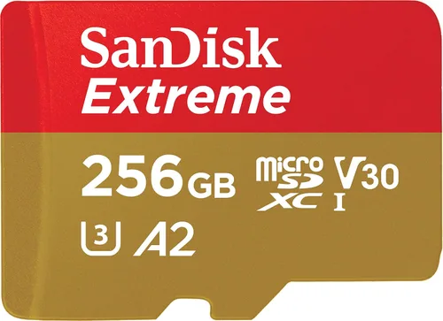 SanDisk Tarjeta UHS I Extreme microSD de 256 GB para video 4K en teléfonos inteligentes, cámaras de acción y drones 190 MB/s de lectura, 130 MB/s de