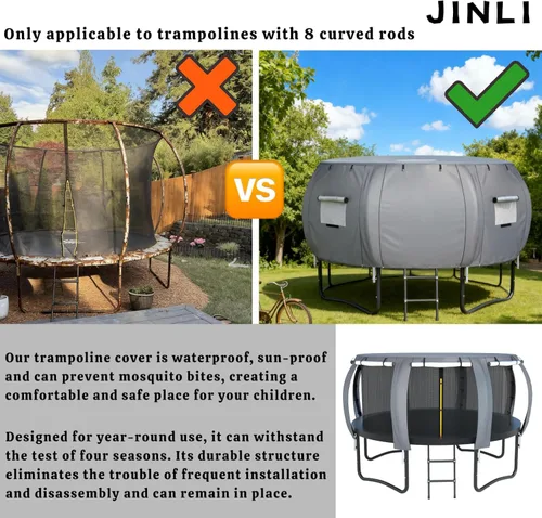 Miniatura 7 de Carpa Redonda para Trampolín de 14 Pies (Solo Carpa) Cubierta de Sombra para Trampolín Tela Oxford - Adecuada para Trampolines Redondos de 8 Postes