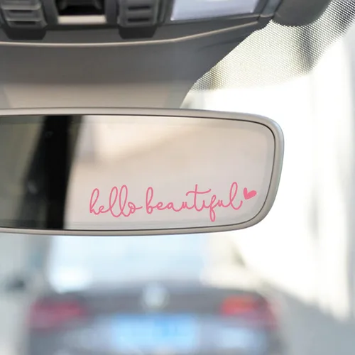 Miniatura 7 de 3 x Adhesivo para Espejo Retrovisor "Hello Beautiful", Adhesivos para Espejo de Tocador, Adhesivo de Vinilo para Espejo Retrovisor, Regalos de Rosa