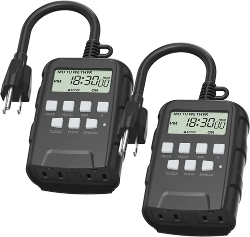 Miniatura 9 de BN-LINK Temporizador programable digital resistente para exteriores de 7 días BND/U78, 125VAC, 60Hz, doble salida, resistente a la intemperie