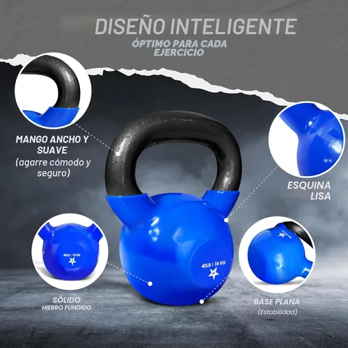 Miniatura 3 de Yes4All Pesa rusa, pesas rusas de hierro fundido con revestimiento de vinilo de 5-100 LB para entrenamiento de fuerza para ejercicios de gimnasio