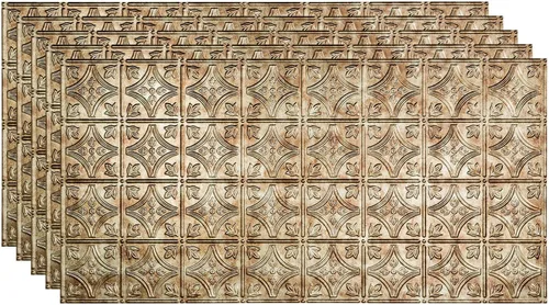 Miniatura 18 de FASÄDE Panel de techo decorativo de vinilo con pegamento de estilo tradicional y patrón 1 en níquel cepillado (muestra de 12 x 12 pulgadas)