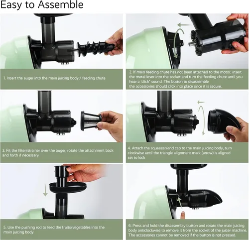 Miniatura 8 de JOCUU ZM1503 - Kit de accesorios para exprimidor con cuerpo principal, barrena en espiral, filtro, tolva de alimentación y taza final incluida