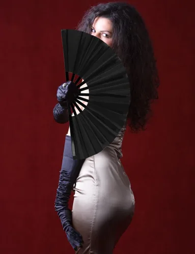 Miniatura 2 de Paquete de 2 ventiladores de mano plegables grandes para hombres y mujeres, fanáticos rave, ventilador chino de Kung Fu Tai Chi, abanicos de mano