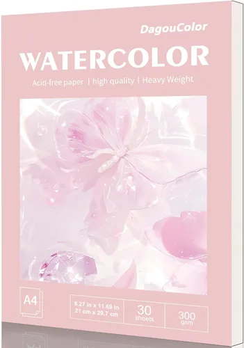 Miniatura 14 de DagouColor Bloc de papel de acuarela, A4, 1 paquete, 30 hojas, papel prensado en frío de 140 libras/10.58 oz/m², libro de artista para adultos