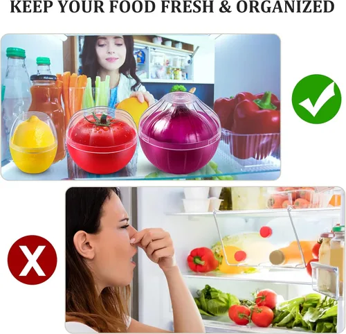 Miniatura 4 de Contenedores para almacenamiento de tomate, organizador reutilizable para refrigerador, organizador individual para mantener lima y tomate frescos
