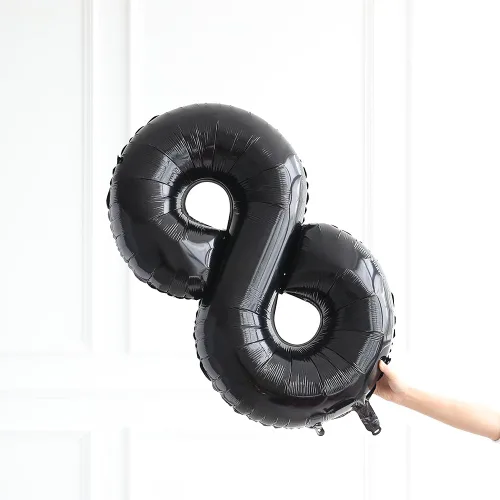 Miniatura 2 de Globos negros jumbo de 40 pulgadas con el número 18 para decoración de fiesta de cumpleaños de 18 años, para hombres y mujeres, suministros