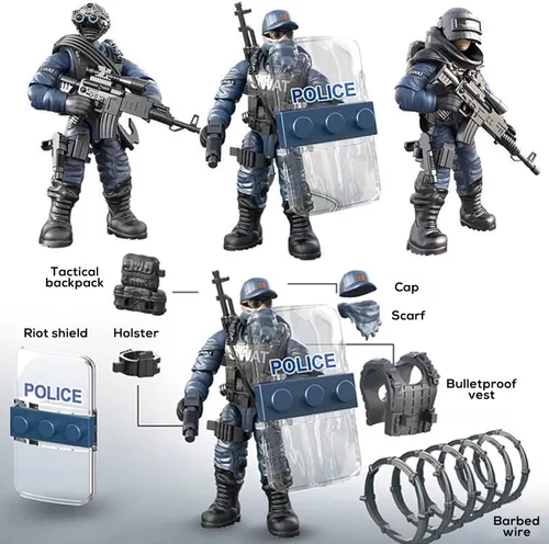 Miniatura 3 de MEIEST SWAT - Juego de 8 figuras de acción de policía urbana con múltiples accesorios de armas militares, juego de recuerdos de fiesta para niños