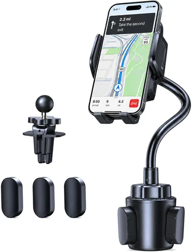 TECKNET Soporte de teléfono para automóvil – Soporte ajustable de cuello de cisne para teléfono con soportes de ventilación y base expandible,